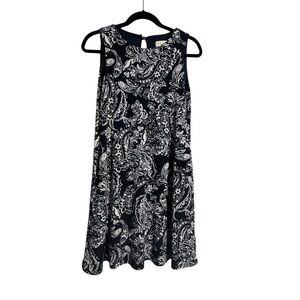 Laura Petites Navy & White Paisley Shift Dress | Size XS (Petite) Mini